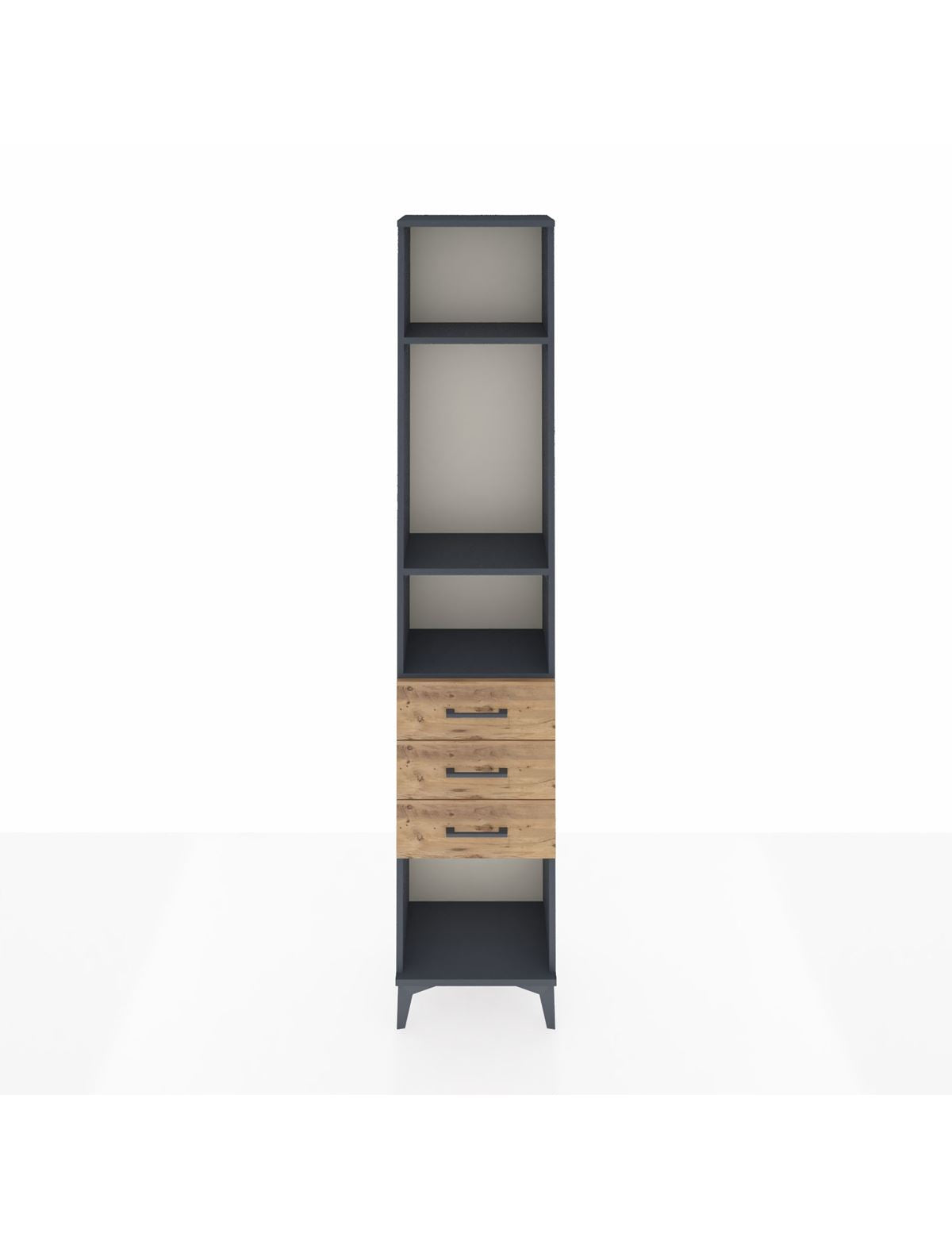 Arges Dolap 3 Raflı 3 Çekmeceli 44x30x221 Antrasit-Çam