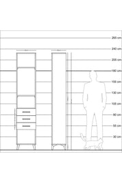 Arges Dolap 3 Raflı 3 Çekmeceli 44x30x221 Antrasit-Çam