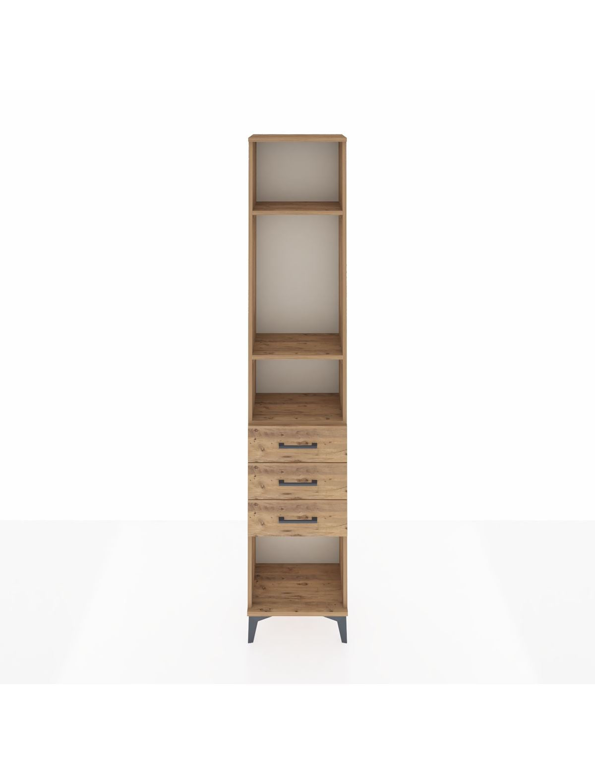 Arges Dolap 3 Raflı 3 Çekmeceli 44x30x221 Çam-Çam