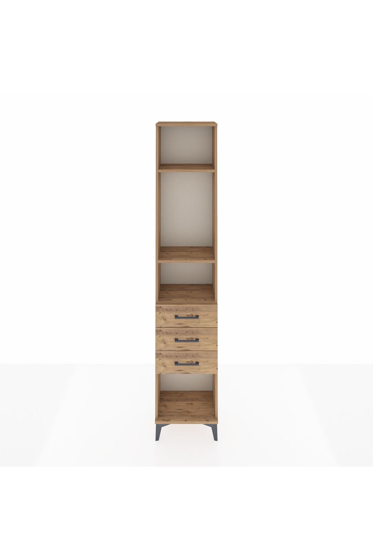 Arges Dolap 3 Raflı 3 Çekmeceli 44x30x221 Çam-Çam