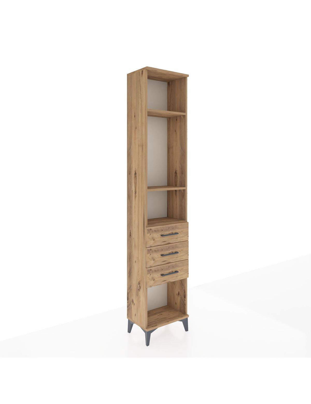 Arges Dolap 3 Raflı 3 Çekmeceli 44x30x221 Çam-Çam