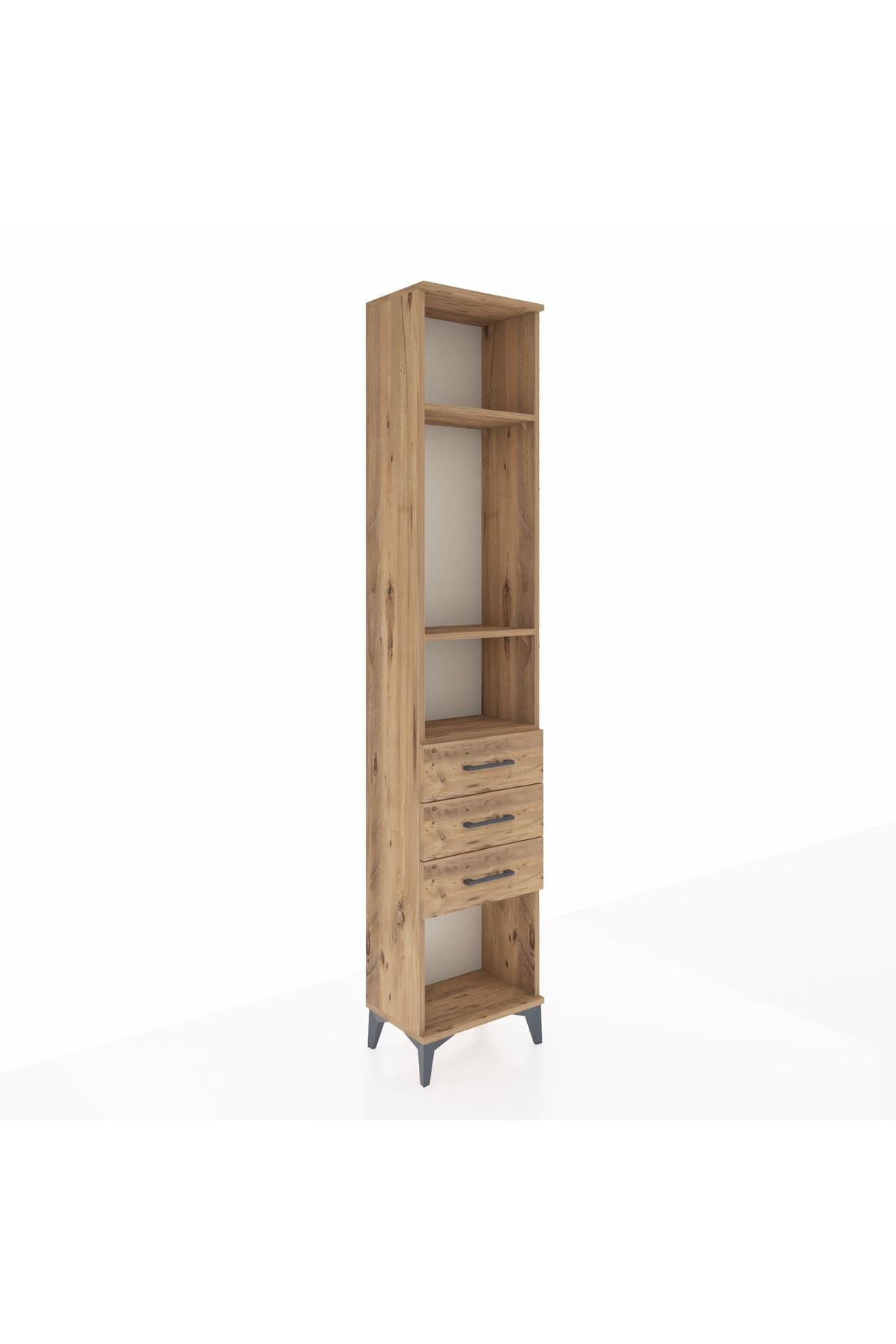 Arges Dolap 3 Raflı 3 Çekmeceli 44x30x221 Çam-Çam