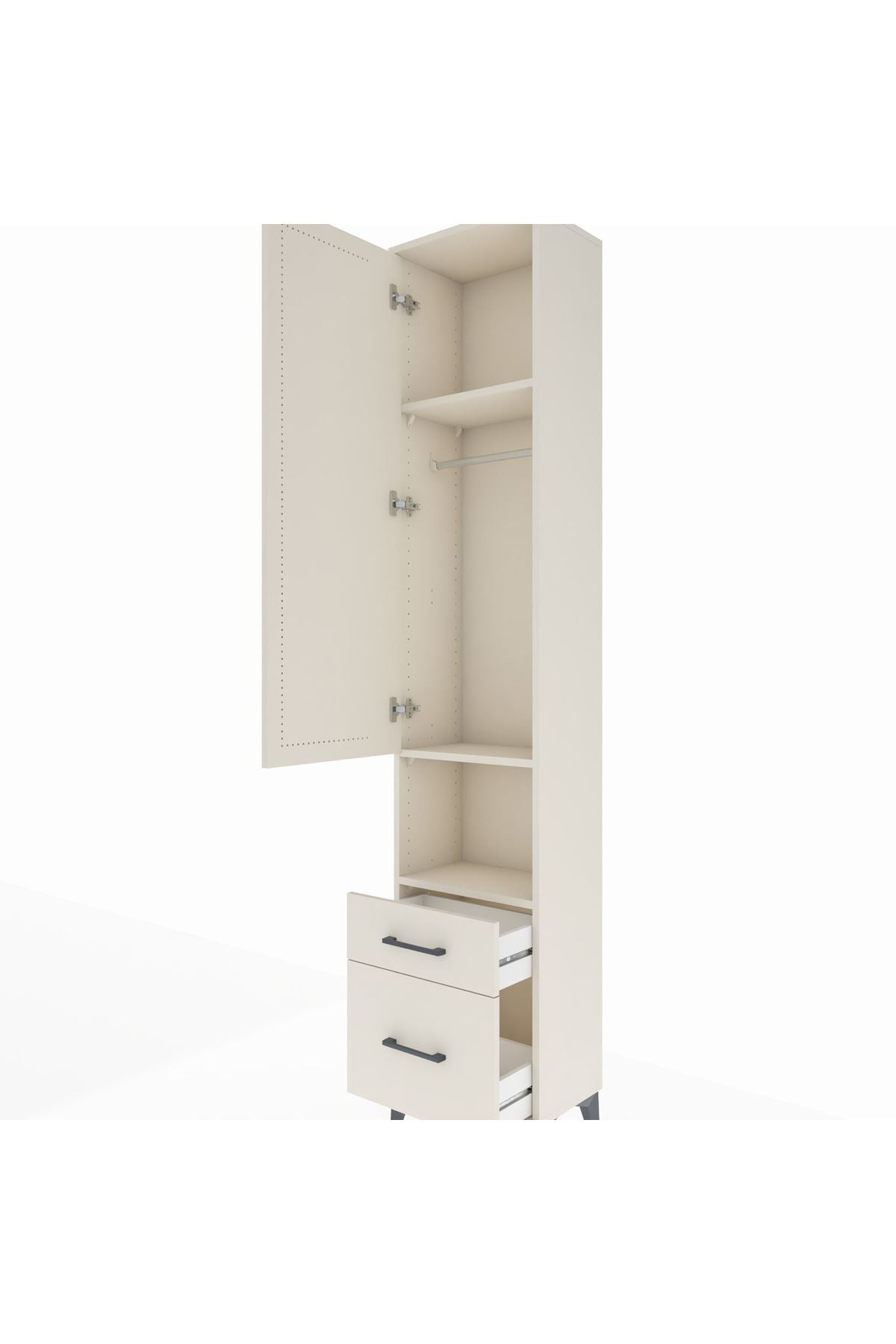 Arges Dolap 3 Raflı 2 Çekmeceli Tek Askılı 44x30x221 Aytaşı-Aytaşı