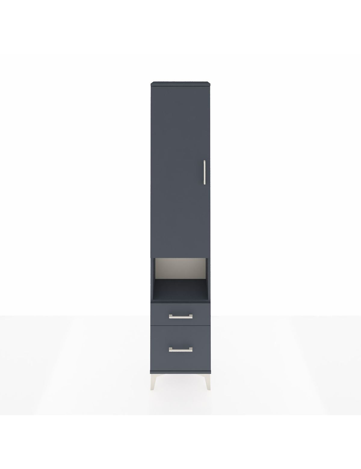 Arges Dolap 3 Raflı 2 Çekmeceli Tek Askılı 44x30x221 Antrasit-Antrasit