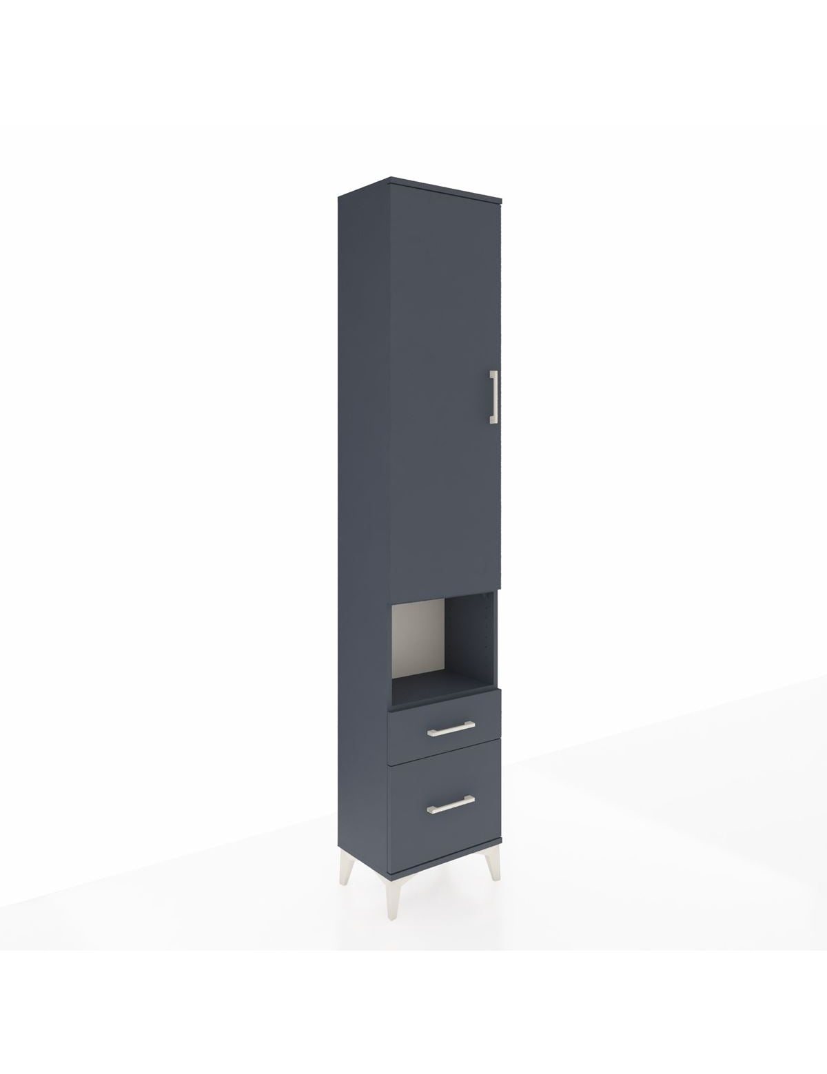 Arges Dolap 3 Raflı 2 Çekmeceli Tek Askılı 44x30x221 Antrasit-Antrasit