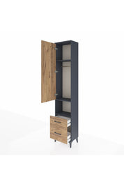 Arges Dolap 3 Raflı 2 Çekmeceli Tek Askılı 44x30x221 Antrasit-Çam