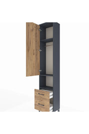 Arges Dolap 3 Raflı 2 Çekmeceli Tek Askılı 44x30x221 Antrasit-Çam