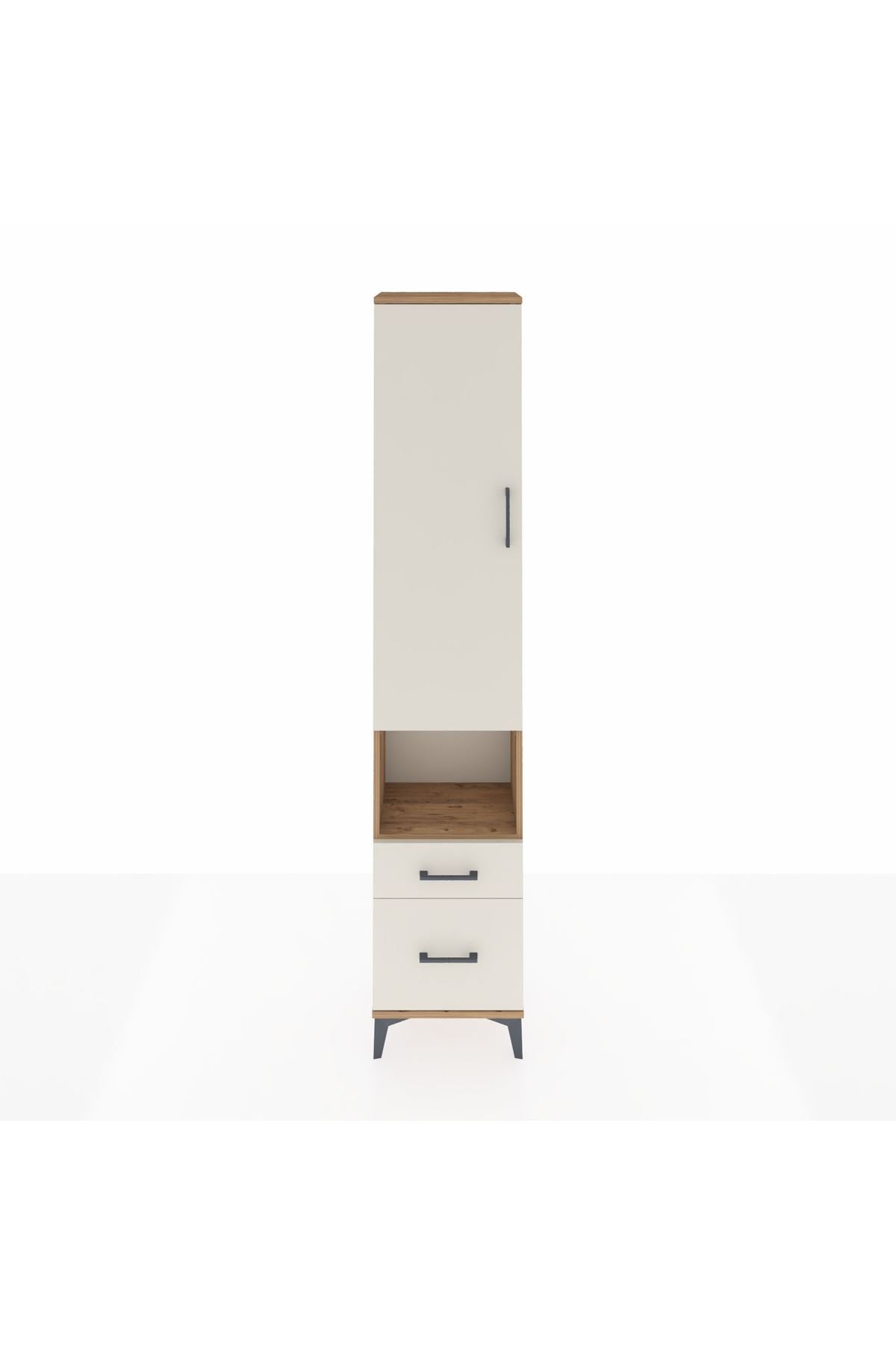 Arges Dolap 3 Raflı 2 Çekmeceli Tek Askılı 44x30x221 Çam-Aytaşı