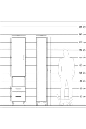 Arges Dolap 3 Raflı 2 Çekmeceli Tek Askılı 44x30x221 Çam-Aytaşı