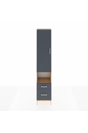 Arges Dolap 3 Raflı 2 Çekmeceli Tek Askılı 44x30x221 Çam-Antrasit