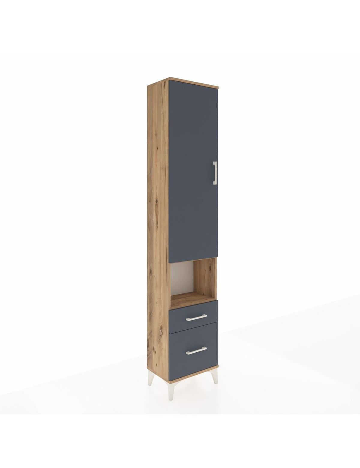 Arges Dolap 3 Raflı 2 Çekmeceli Tek Askılı 44x30x221 Çam-Antrasit