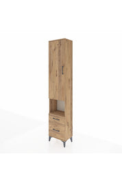 Arges Dolap 3 Raflı 2 Çekmeceli Tek Askılı 44x30x221 Çam-Çam