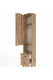 Arges Dolap 3 Raflı 2 Çekmeceli Tek Askılı 44x30x221 Çam-Çam