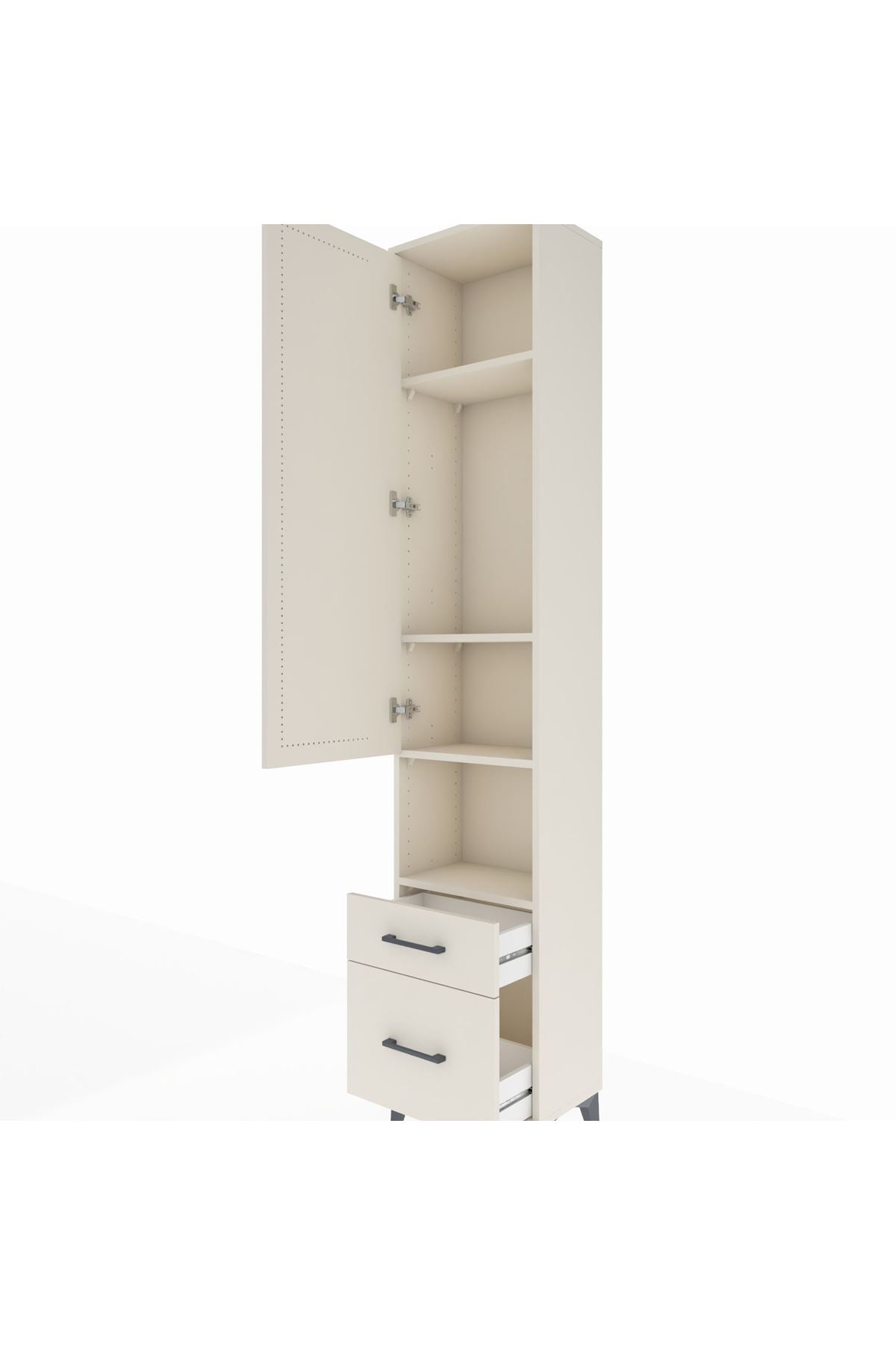 Arges Dolap 4 Raflı 2 Çekmeceli Tek Kapaklı 44x30x221 Aytaşı-Aytaşı