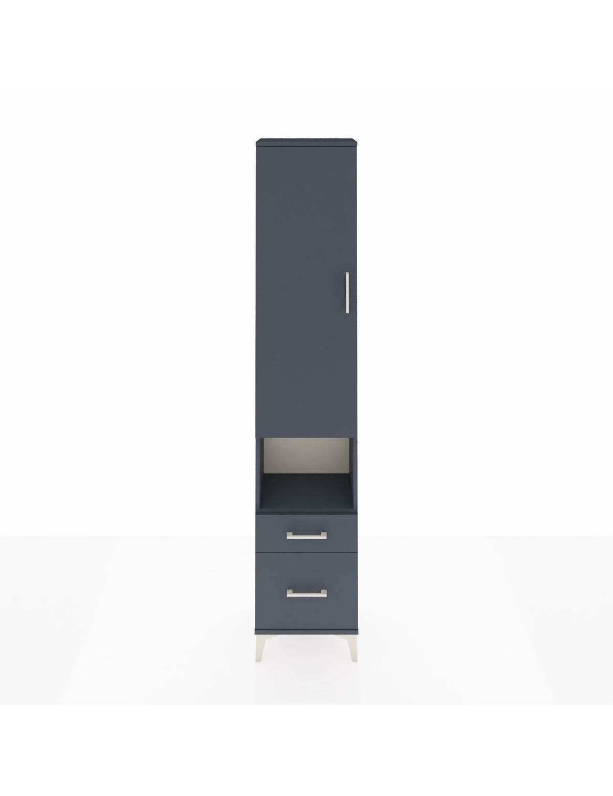 Arges Dolap 4 Raflı 2 Çekmeceli Tek Kapaklı 44x30x221 Antrasit-Antrasit