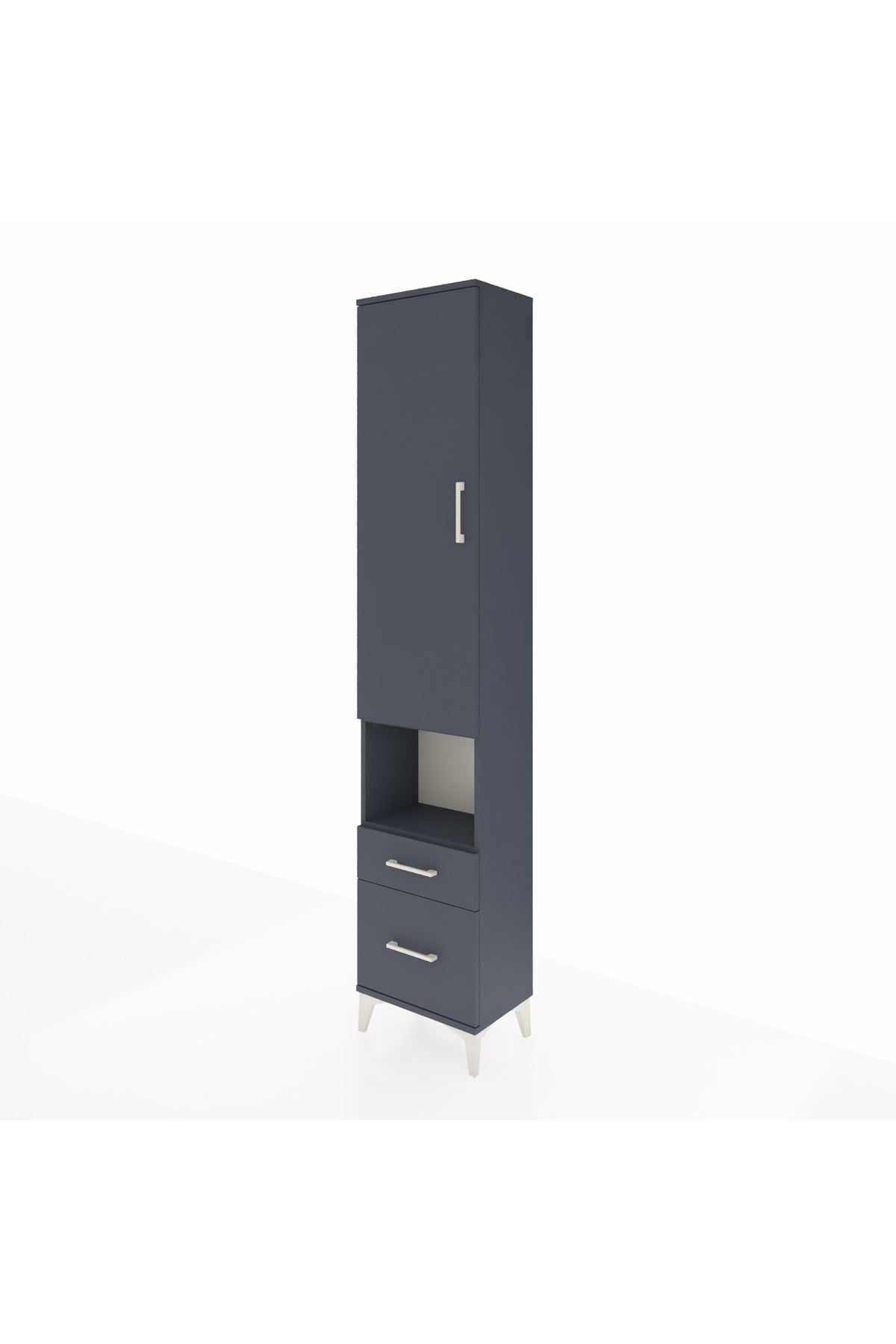 Arges Dolap 4 Raflı 2 Çekmeceli Tek Kapaklı 44x30x221 Antrasit-Antrasit