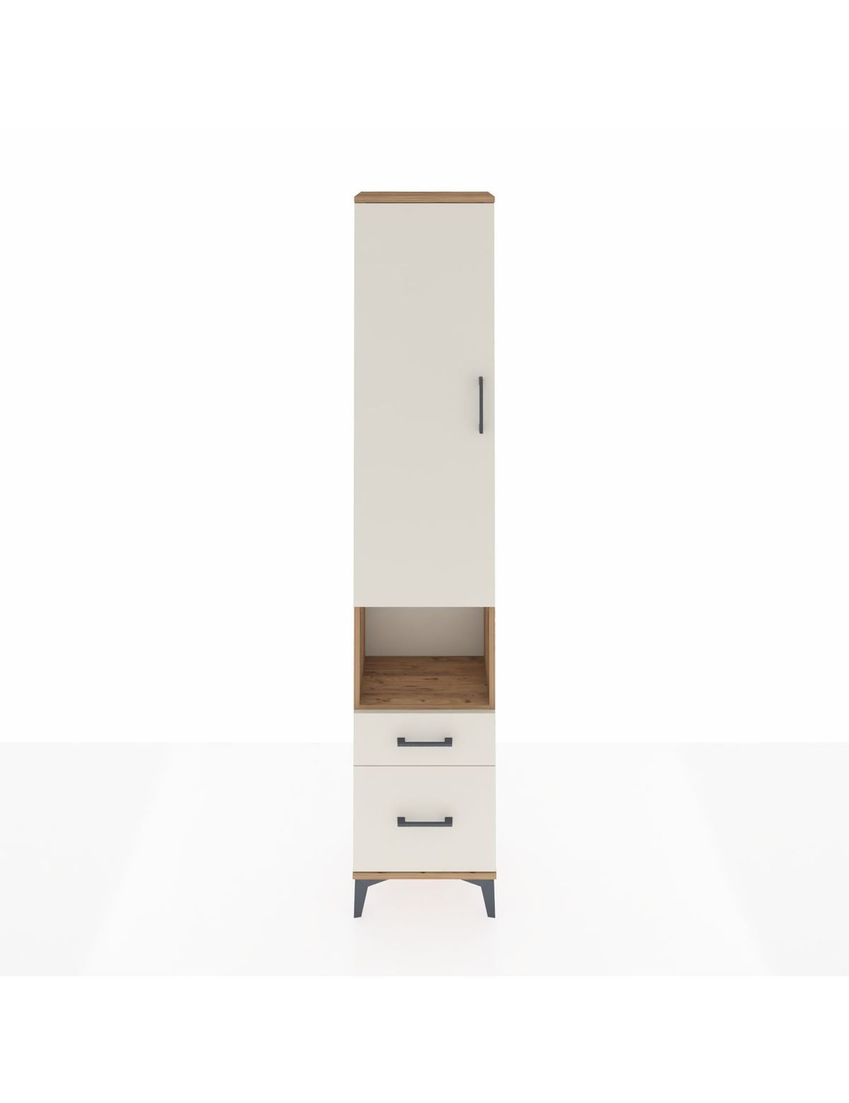 Arges Dolap 4 Raflı 2 Çekmeceli Tek Kapaklı 44x30x221 Çam-Aytaşı