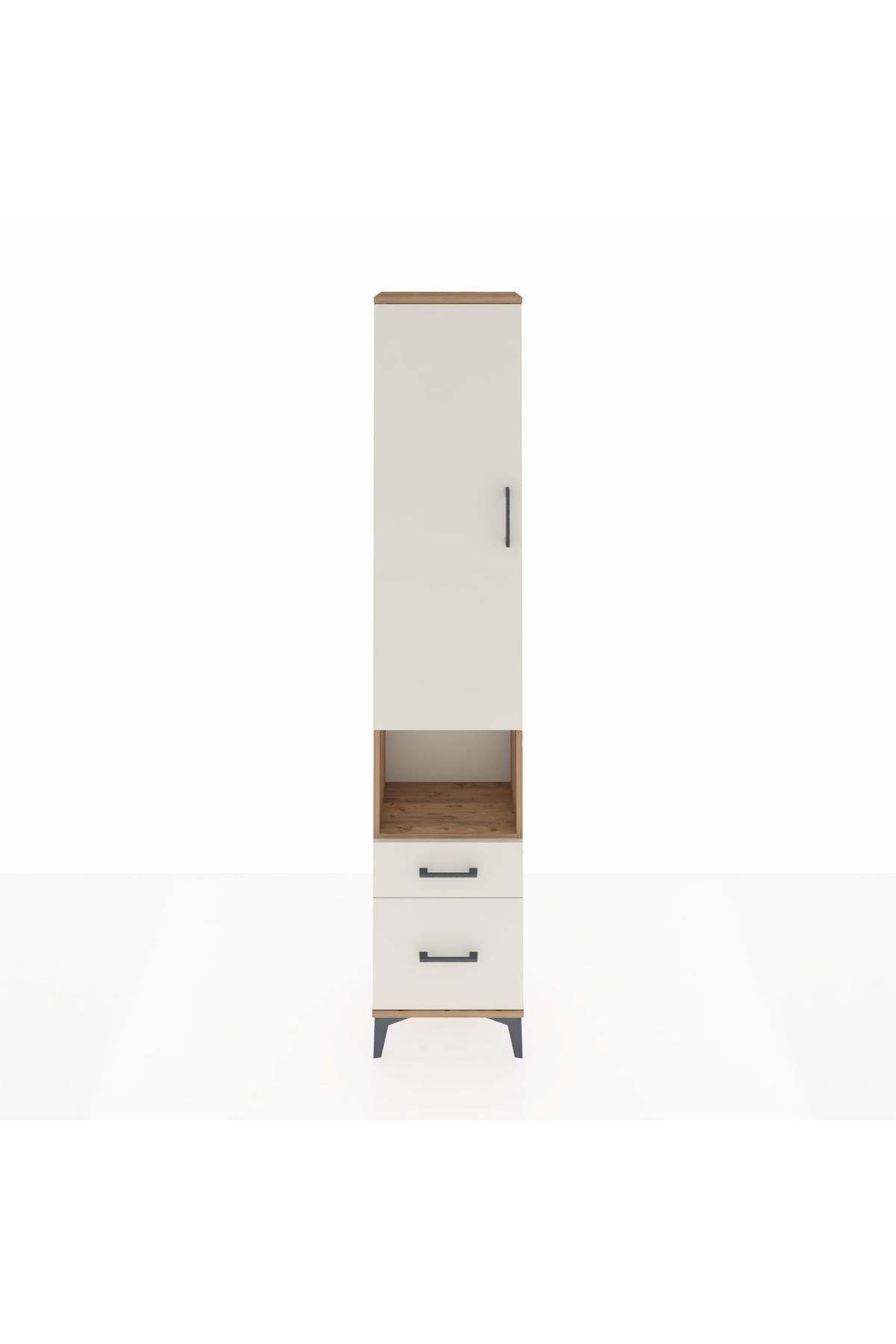 Arges Dolap 4 Raflı 2 Çekmeceli Tek Kapaklı 44x30x221 Çam-Aytaşı