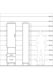 Arges Dolap 4 Raflı 2 Çekmeceli Tek Kapaklı 44x30x221 Çam-Aytaşı