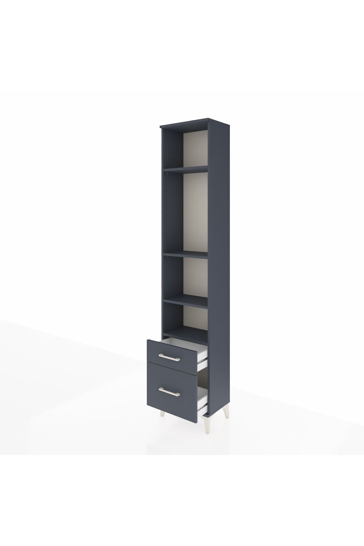 Arges Dolap 4 Raflı 2 Çekmeceli 44x30x221 Antrasit-Antrasit