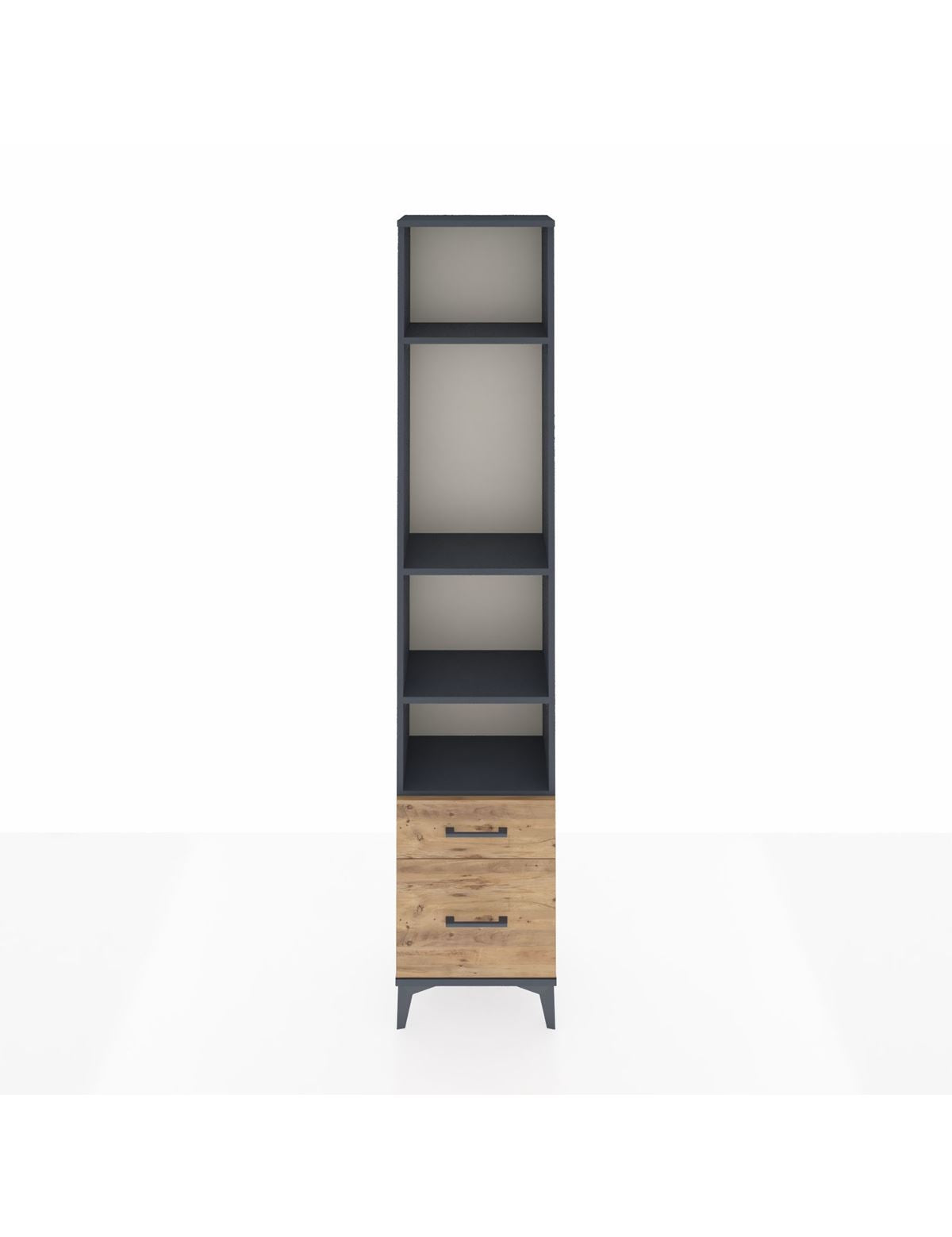 Arges Dolap 4 Raflı 2 Çekmeceli 44x30x221 Antrasit-Çam