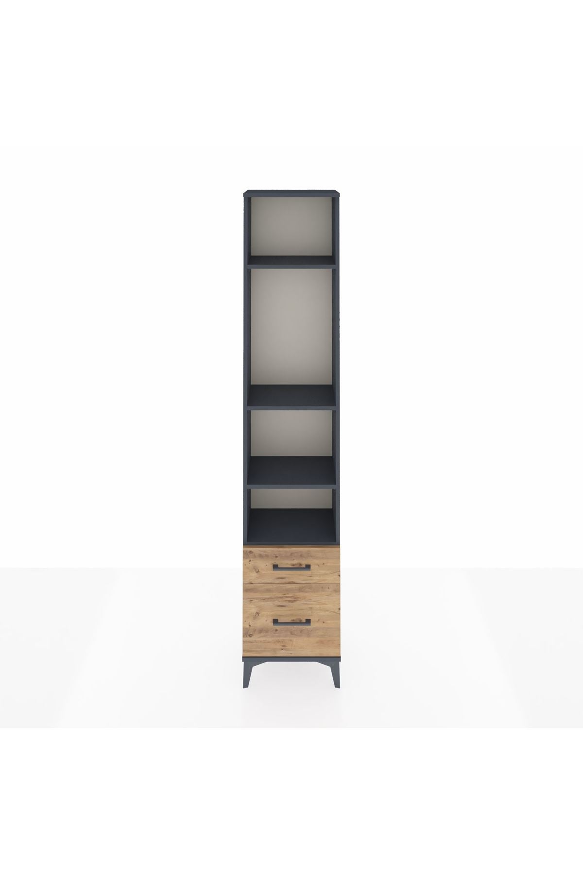 Arges Dolap 4 Raflı 2 Çekmeceli 44x30x221 Antrasit-Çam