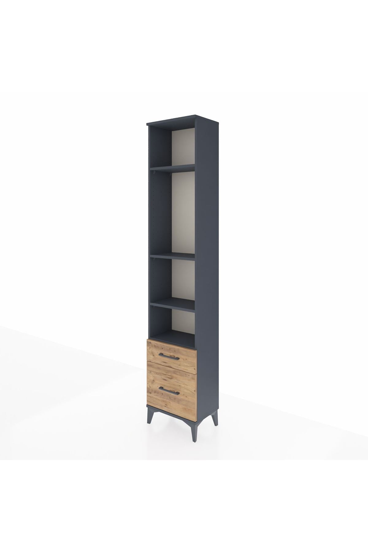 Arges Dolap 4 Raflı 2 Çekmeceli 44x30x221 Antrasit-Çam