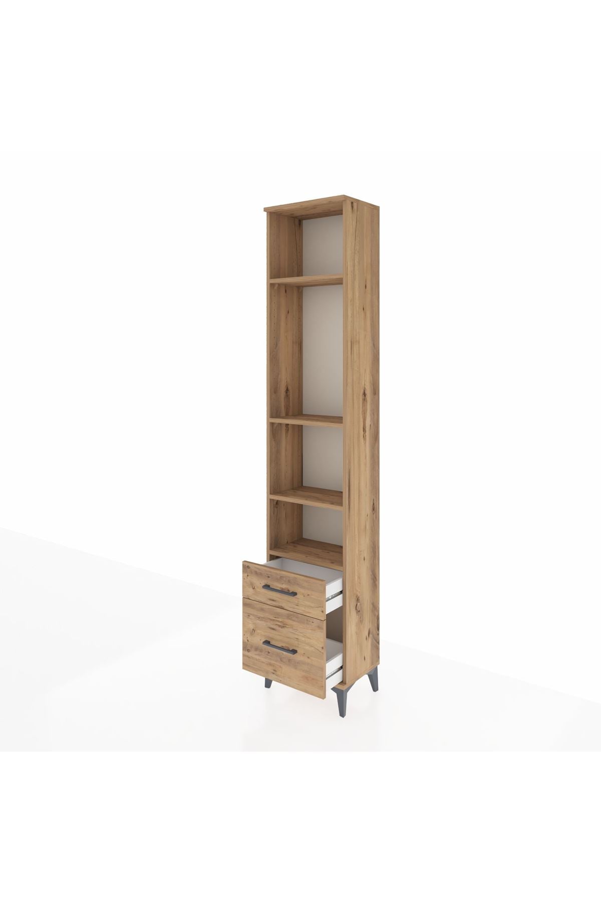 Arges Dolap 4 Raflı 2 Çekmeceli 44x30x221 Çam-Çam