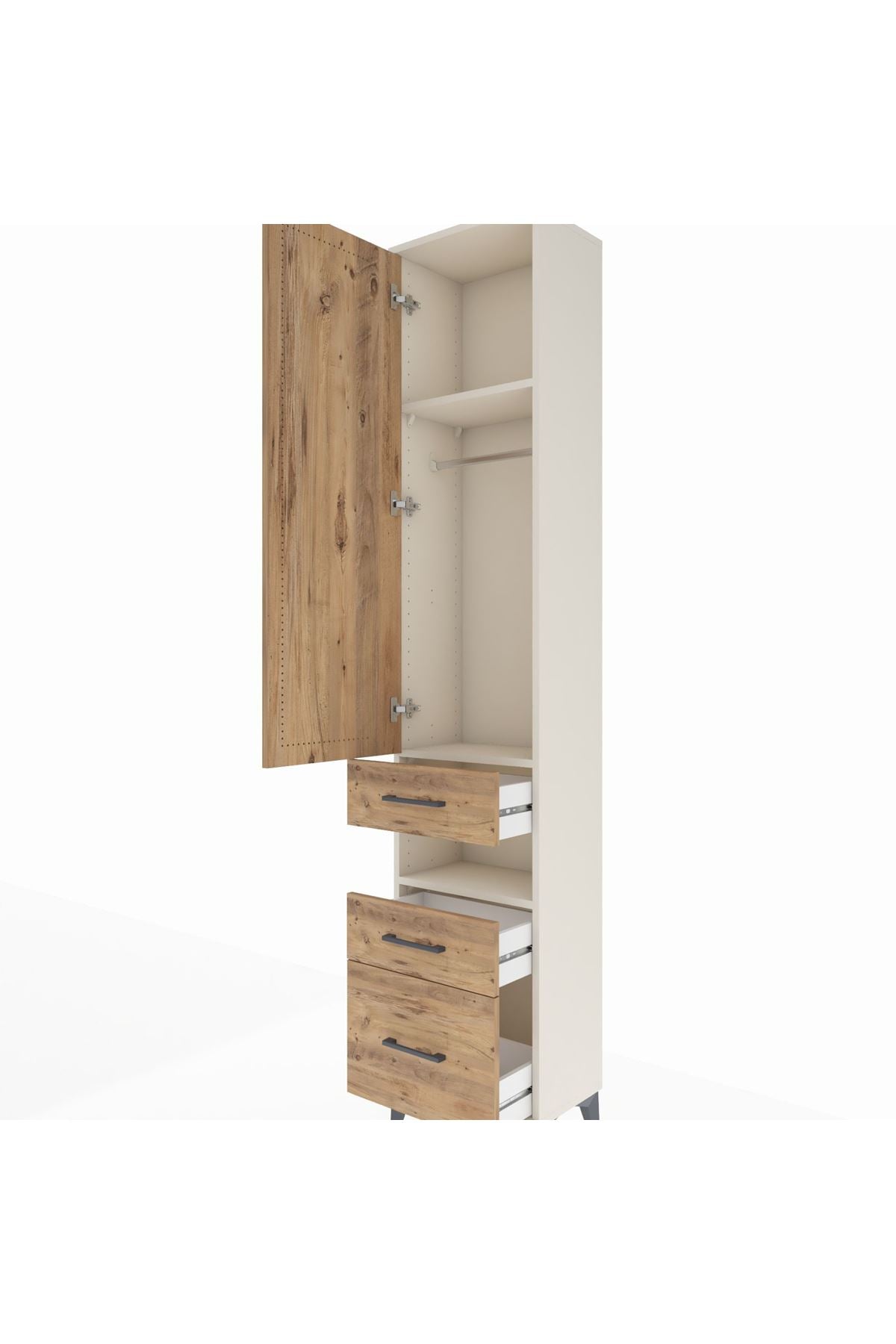 Arges Dolap 3 Raflı 3 Çekmeceli Tek Askılı 44x30x221 Aytaşı-Çam