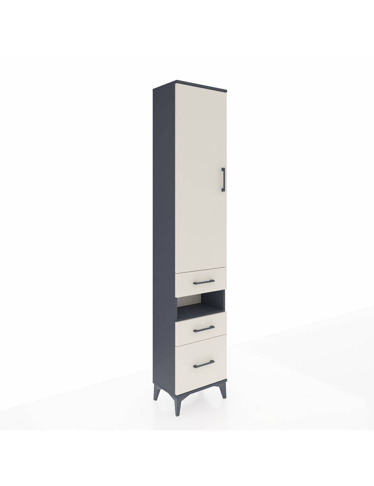 Arges Dolap 3 Raflı 3 Çekmeceli Tek Askılı 44x30x221 Antrasit-Aytaşı