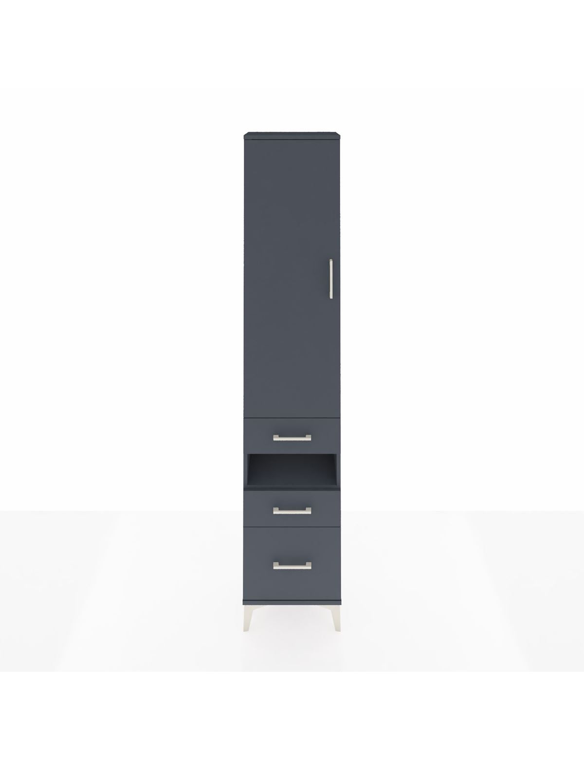 Arges Dolap 3 Raflı 3 Çekmeceli Tek Askılı 44x30x221 Antrasit-Antrasit