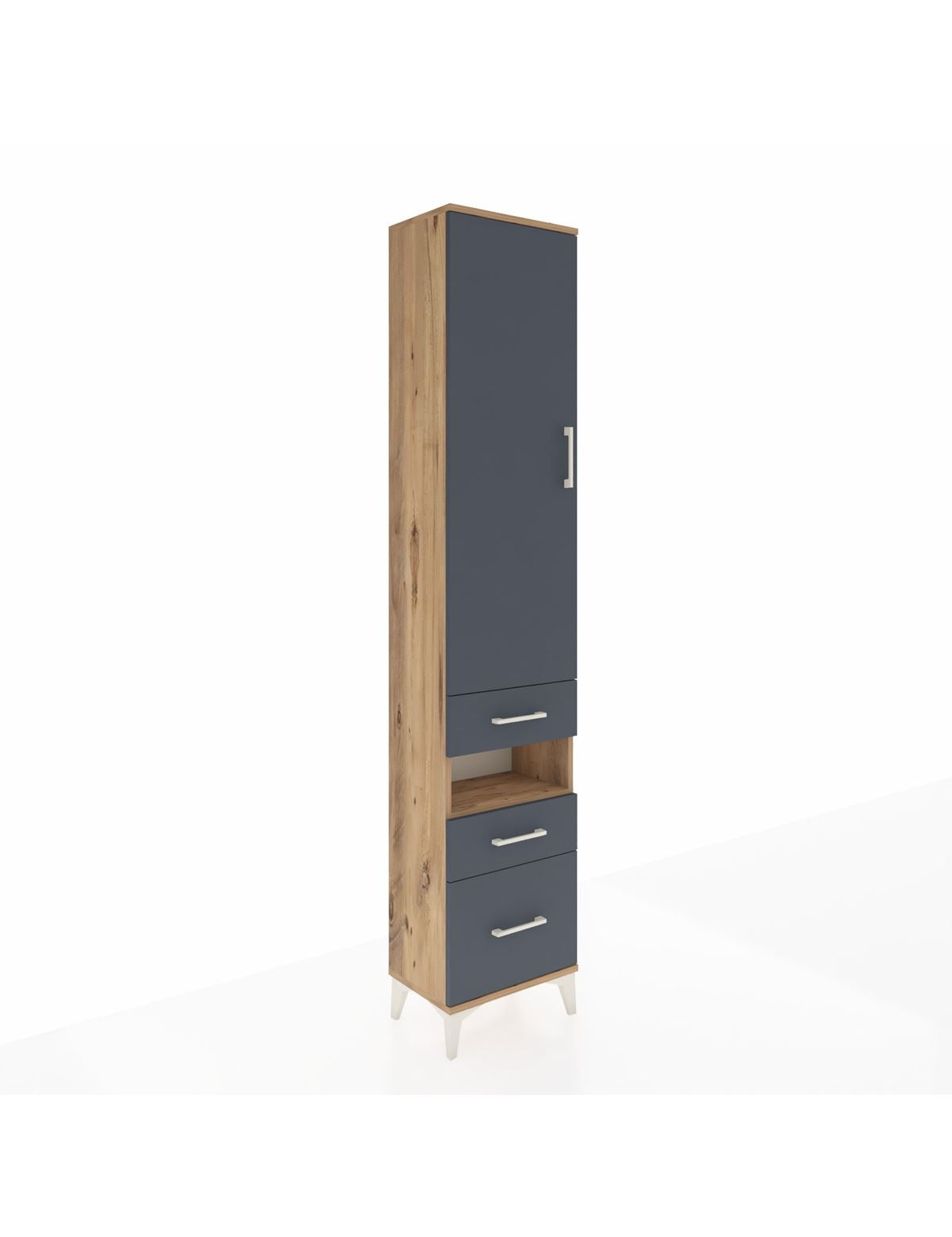 Arges Dolap 3 Raflı 3 Çekmeceli Tek Askılı 44x30x221 Çam-Antrasit