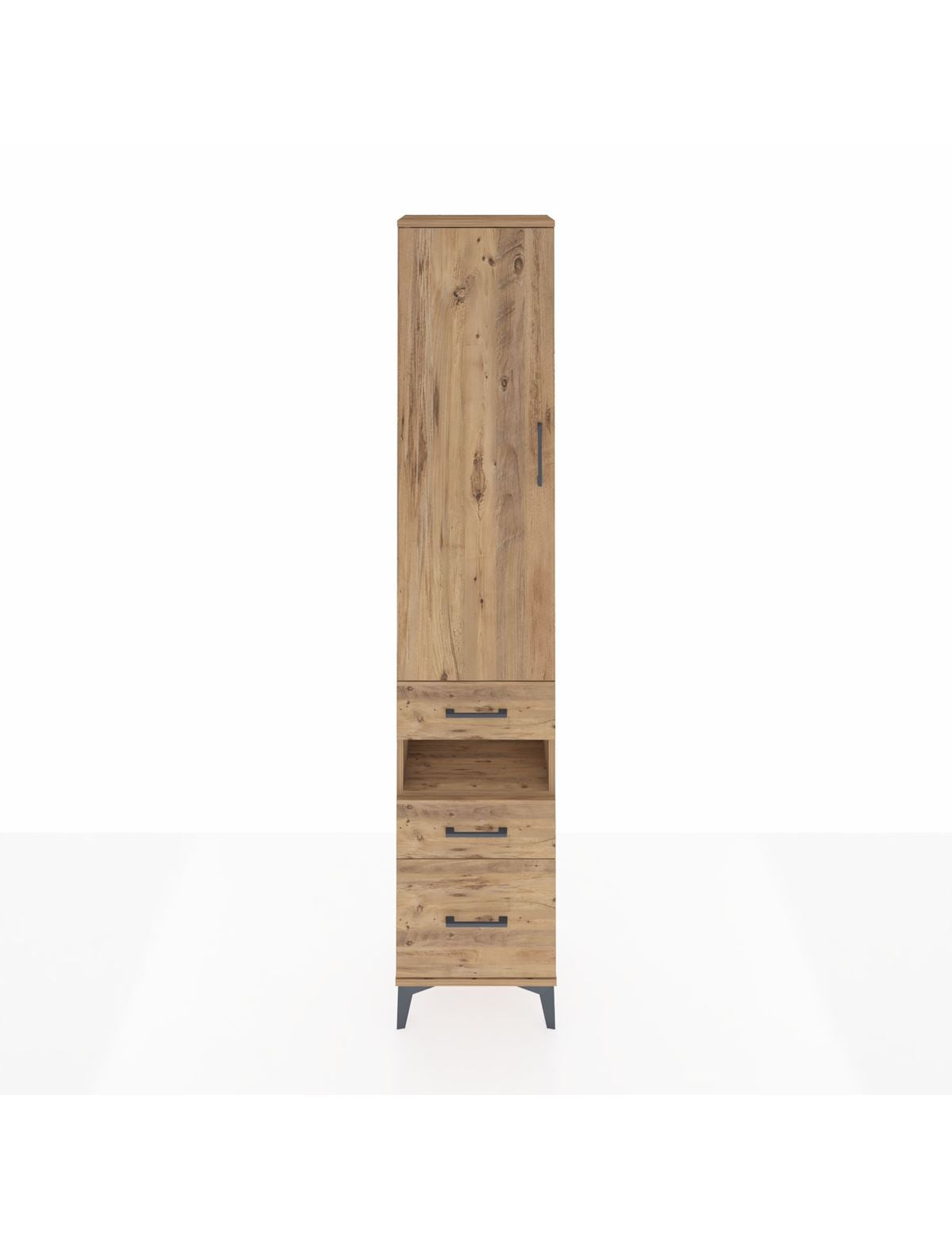 Arges Dolap 3 Raflı 3 Çekmeceli Tek Askılı 44x30x221 Çam-Çam