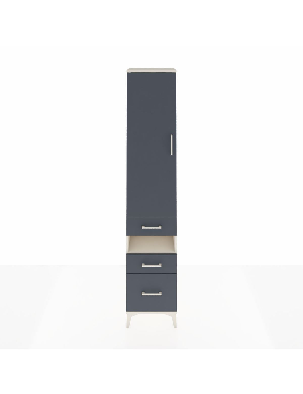 Arges Dolap 4 Raflı 3 Çekmeceli Tek Kapaklı 44x30x221 Aytaşı-Antrasit