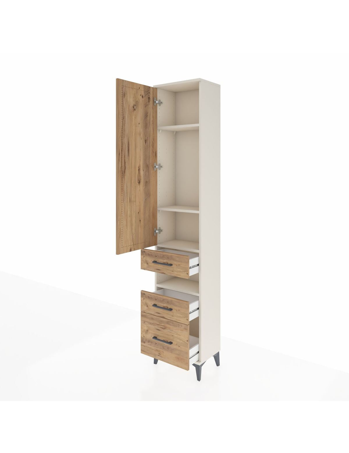 Arges Dolap 4 Raflı 3 Çekmeceli Tek Kapaklı 44x30x221 - S28M089V3A