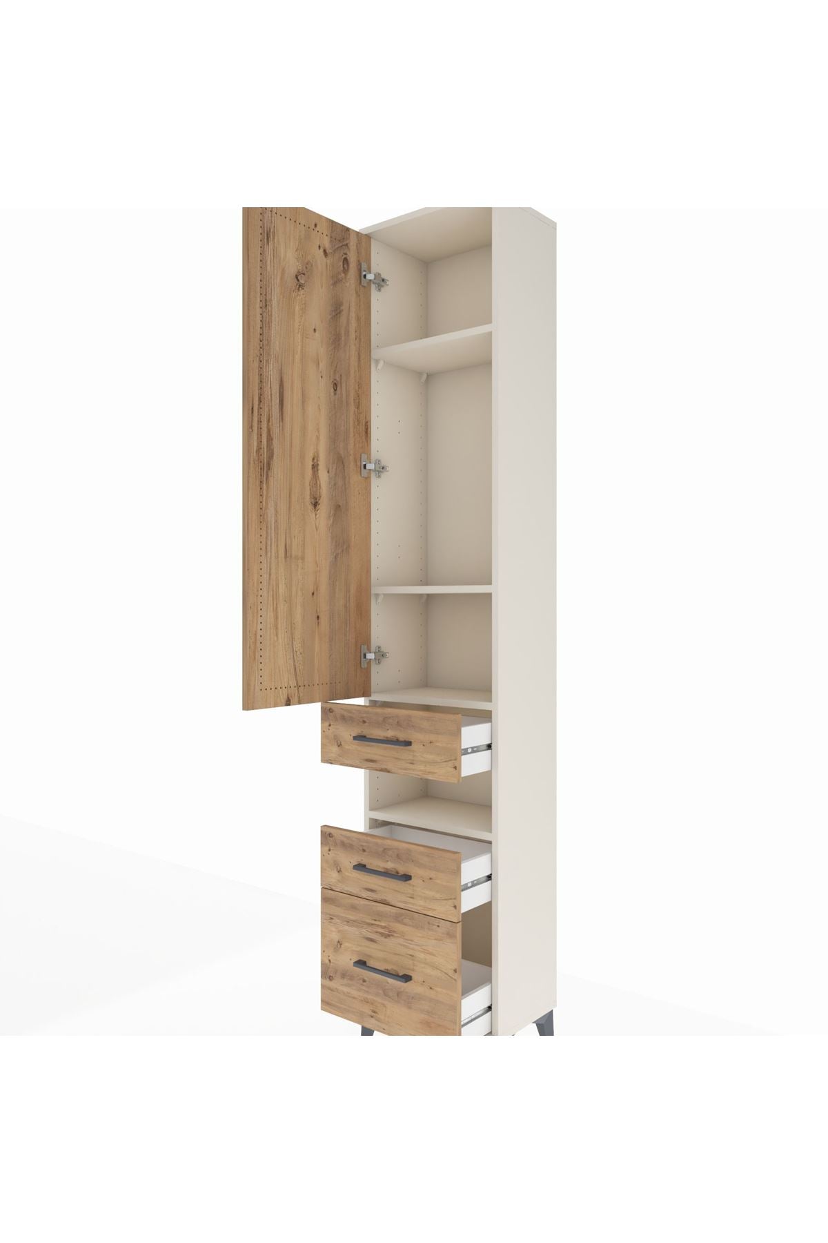 Arges Dolap 4 Raflı 3 Çekmeceli Tek Kapaklı 44x30x221 Aytaşı-Çam