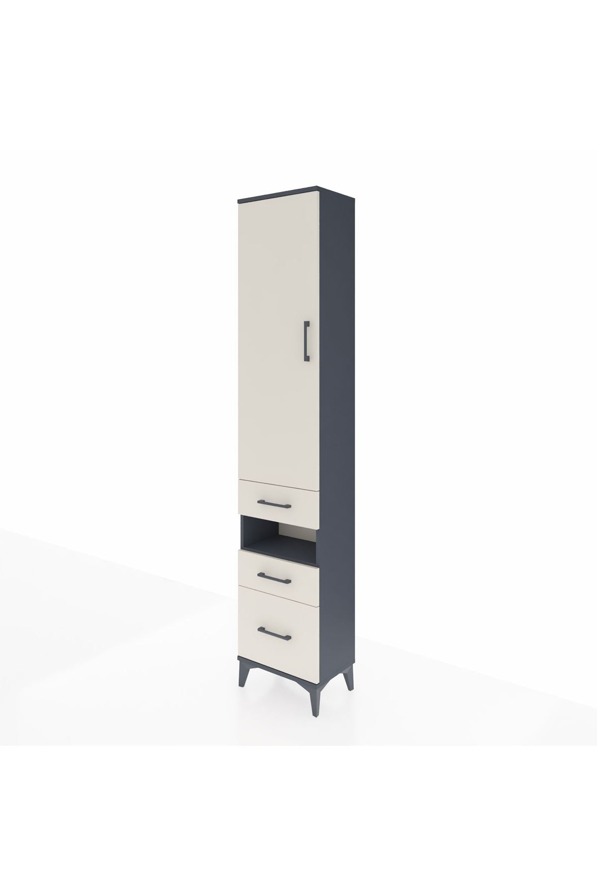 Arges Dolap 4 Raflı 3 Çekmeceli Tek Kapaklı 44x30x221 Antrasit-Aytaşı