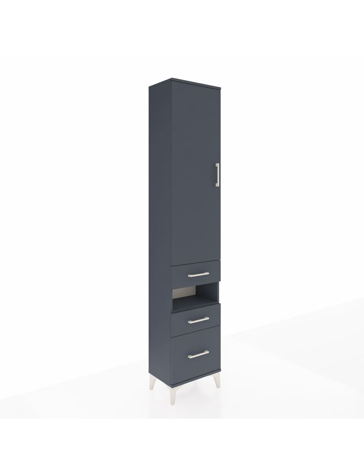 Arges Dolap 4 Raflı 3 Çekmeceli Tek Kapaklı 44x30x221 Antrasit-Antrasit
