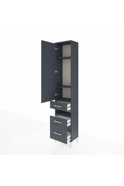Arges Dolap 4 Raflı 3 Çekmeceli Tek Kapaklı 44x30x221 Antrasit-Antrasit