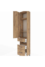 Arges Dolap 4 Raflı 3 Çekmeceli Tek Kapaklı 44x30x221 Çam-Çam