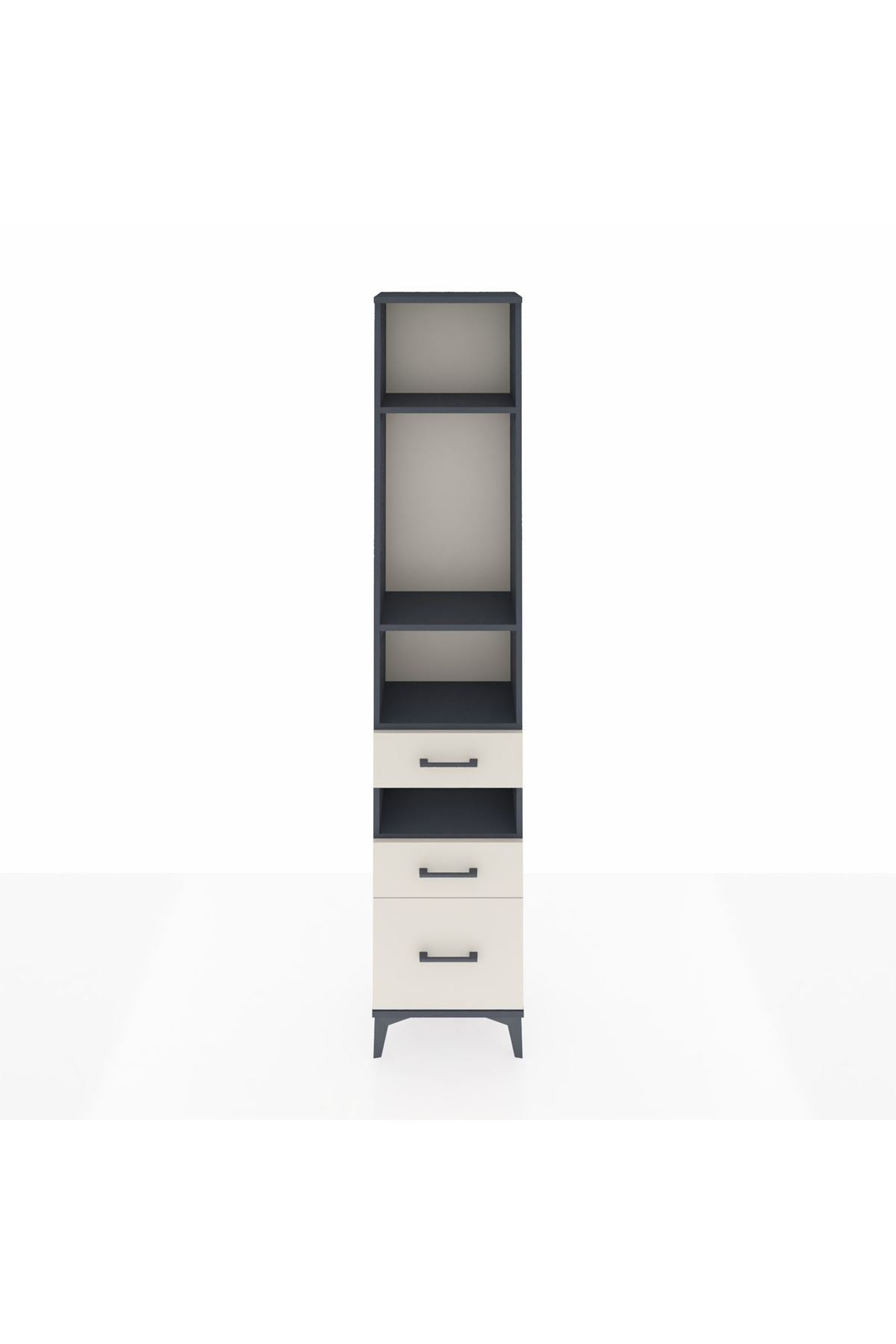 Arges Dolap 4 Raflı 3 Çekmeceli 44x30x221 Antrasit-Aytaşı