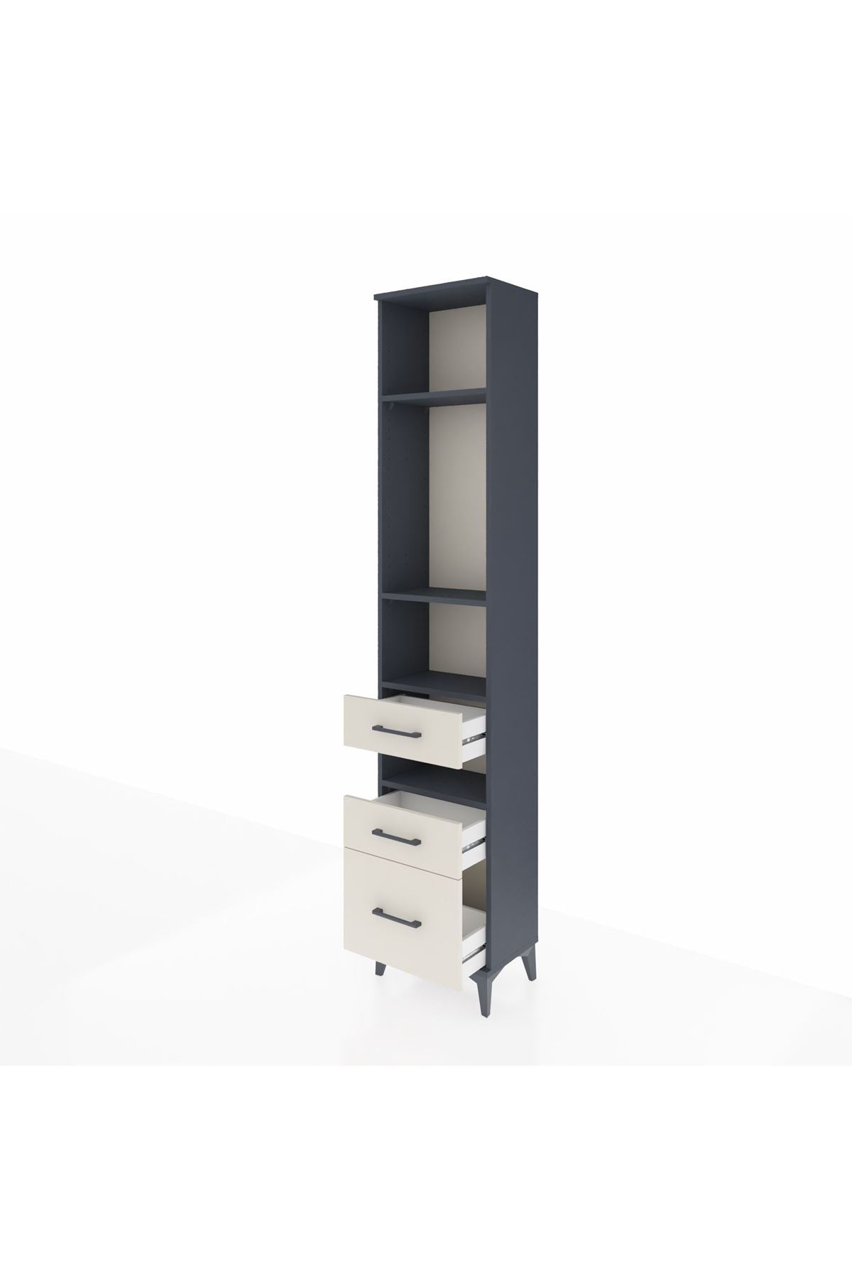 Arges Dolap 4 Raflı 3 Çekmeceli 44x30x221 Antrasit-Aytaşı