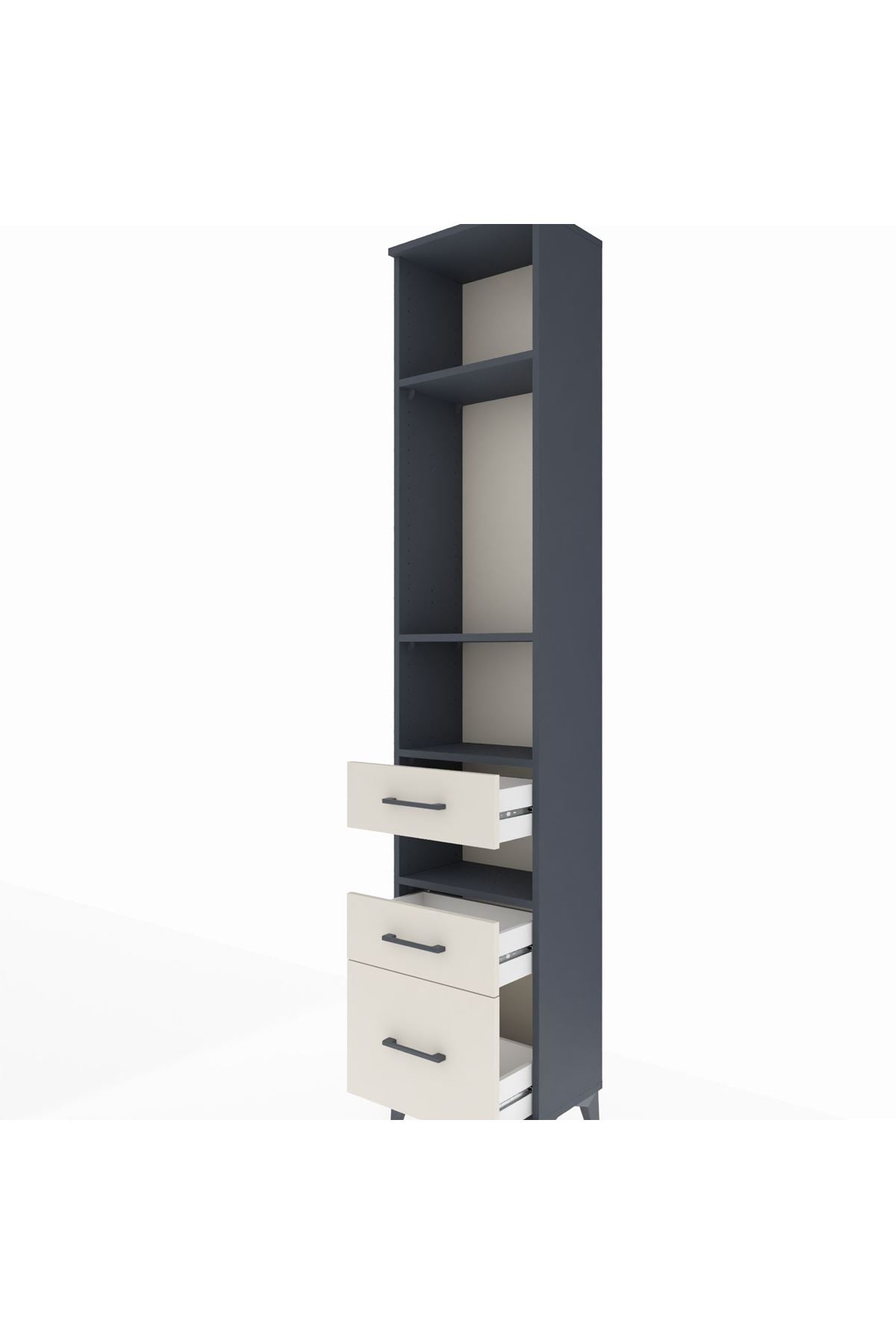 Arges Dolap 4 Raflı 3 Çekmeceli 44x30x221 Antrasit-Aytaşı