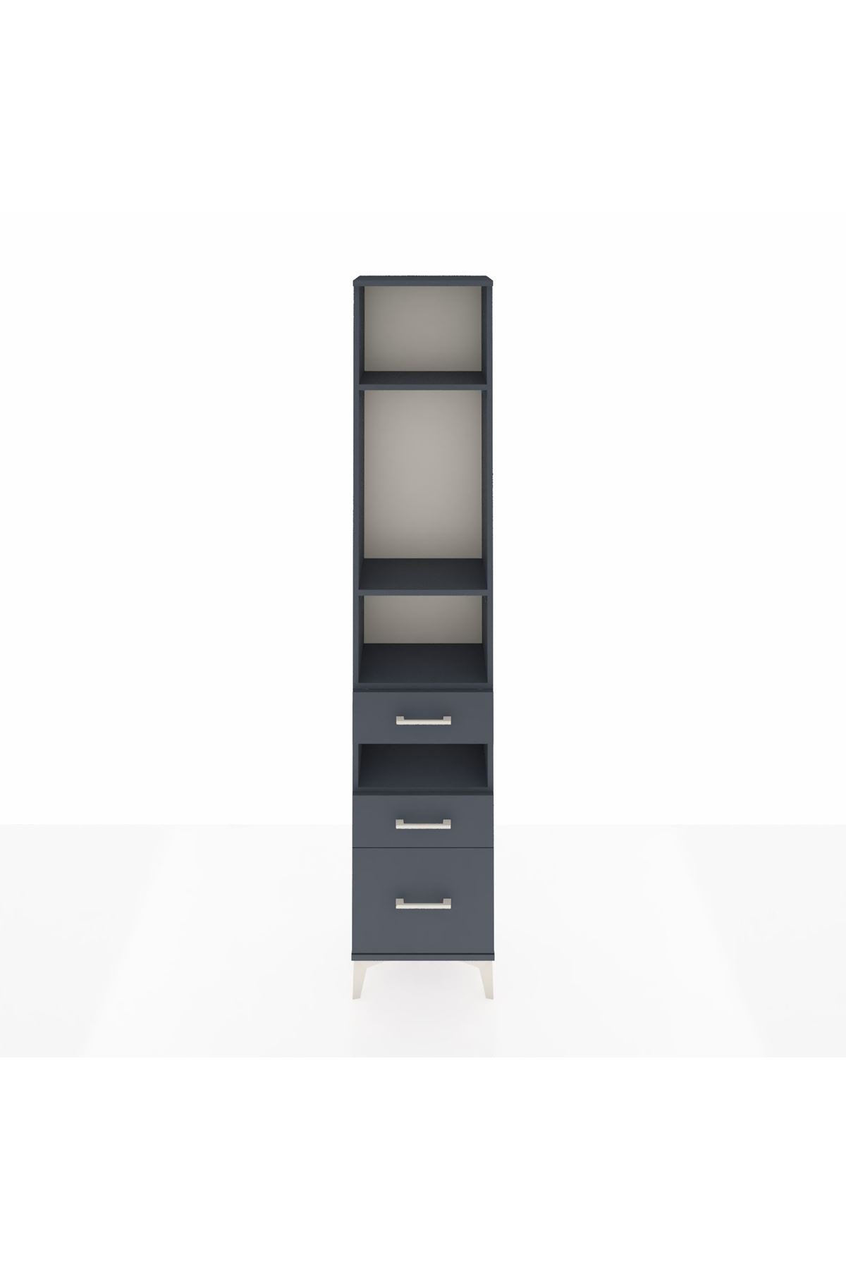 Arges Dolap 4 Raflı 3 Çekmeceli 44x30x221 Antrasit-Antrasit