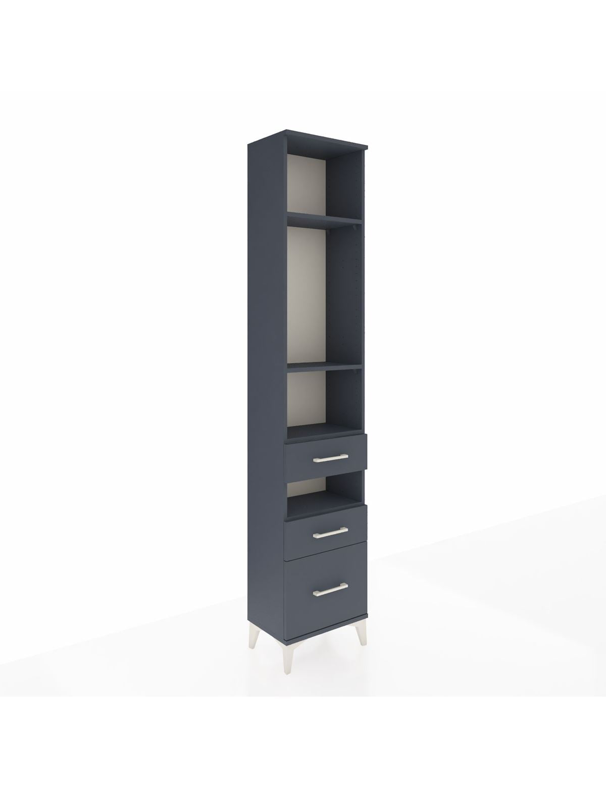 Arges Dolap 4 Raflı 3 Çekmeceli 44x30x221 Antrasit-Antrasit