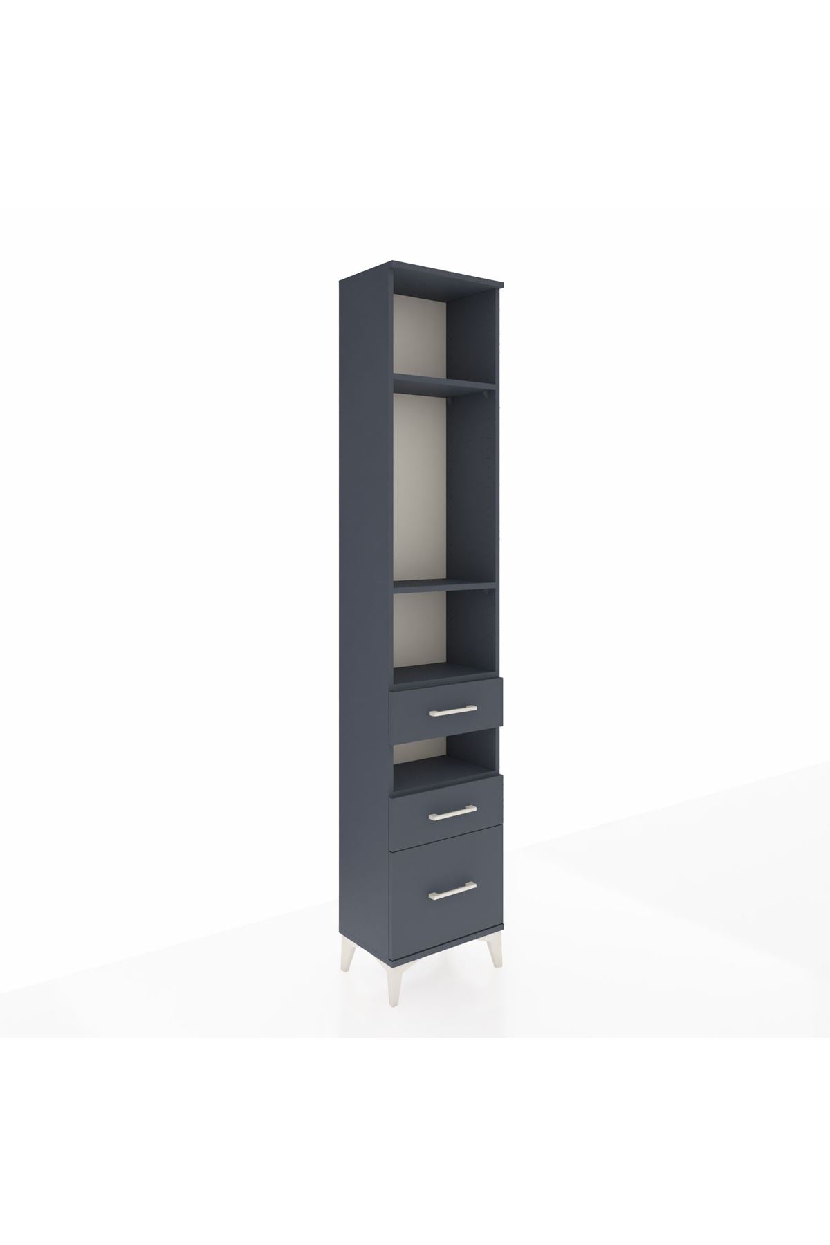 Arges Dolap 4 Raflı 3 Çekmeceli 44x30x221 Antrasit-Antrasit