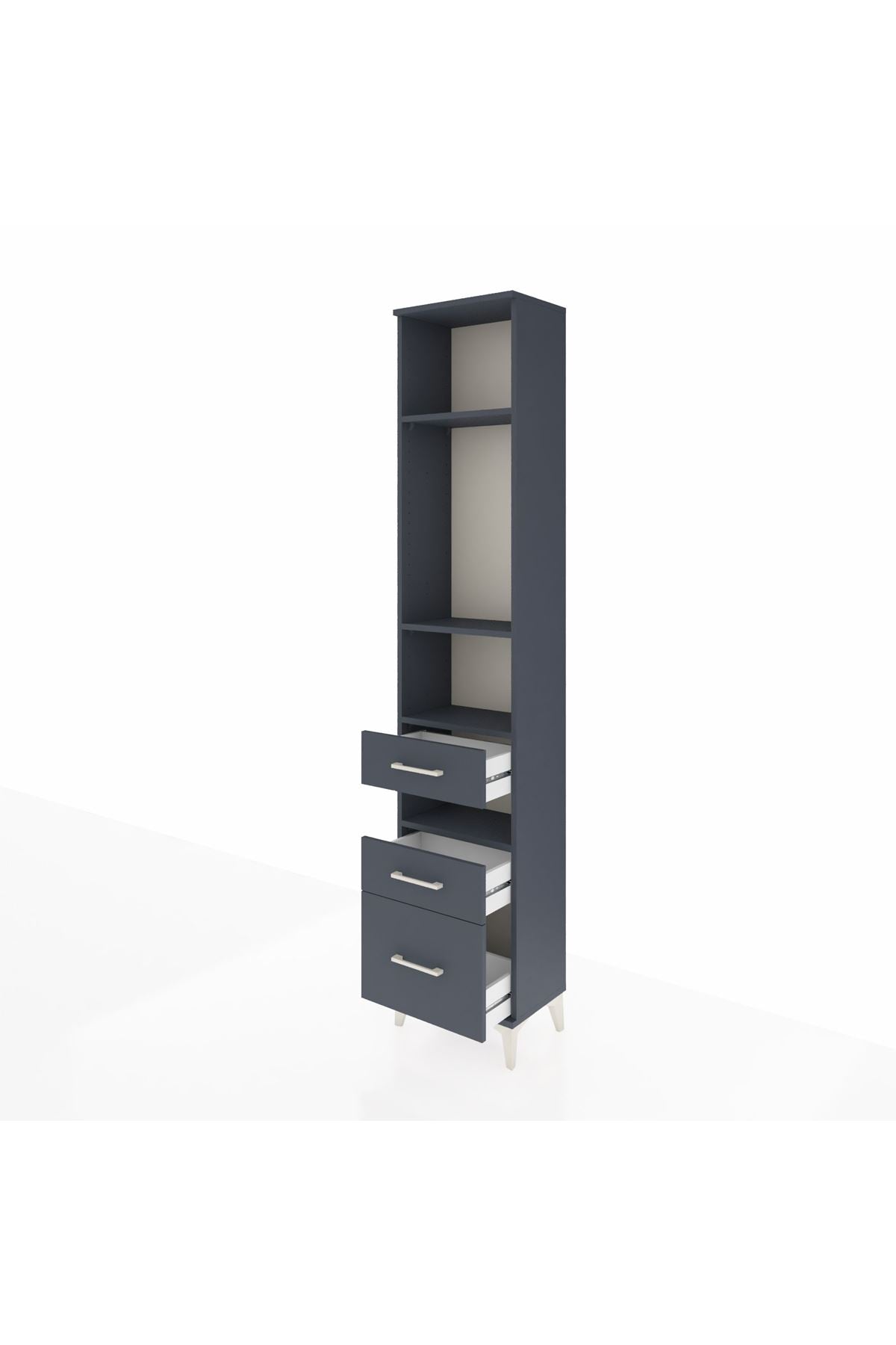Arges Dolap 4 Raflı 3 Çekmeceli 44x30x221 Antrasit-Antrasit