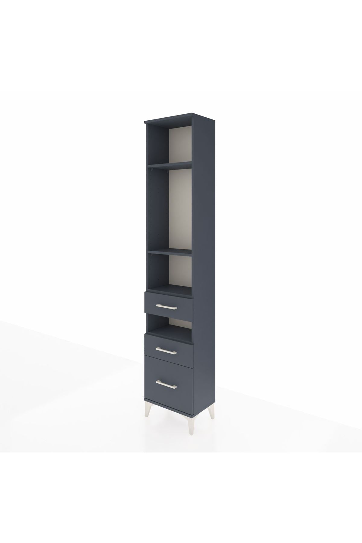 Arges Dolap 4 Raflı 3 Çekmeceli 44x30x221 Antrasit-Antrasit