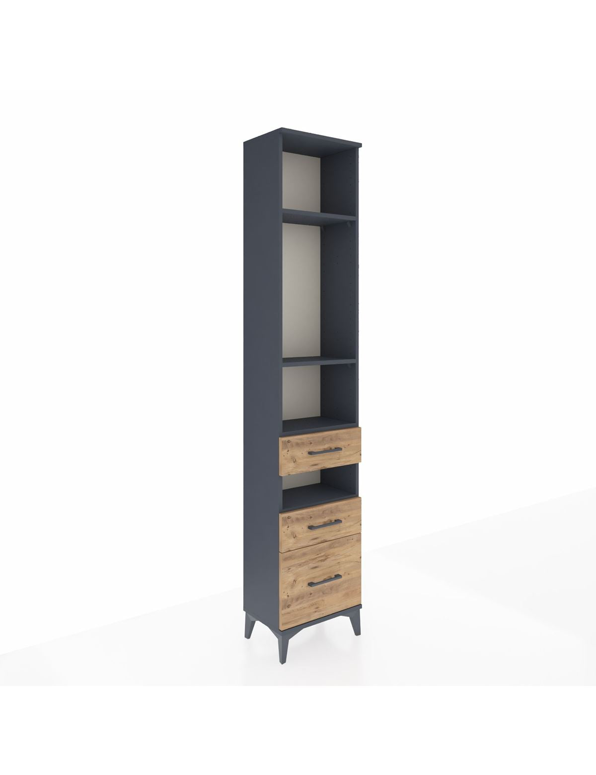 Arges Dolap 4 Raflı 3 Çekmeceli 44x30x221 Antrasit-Çam