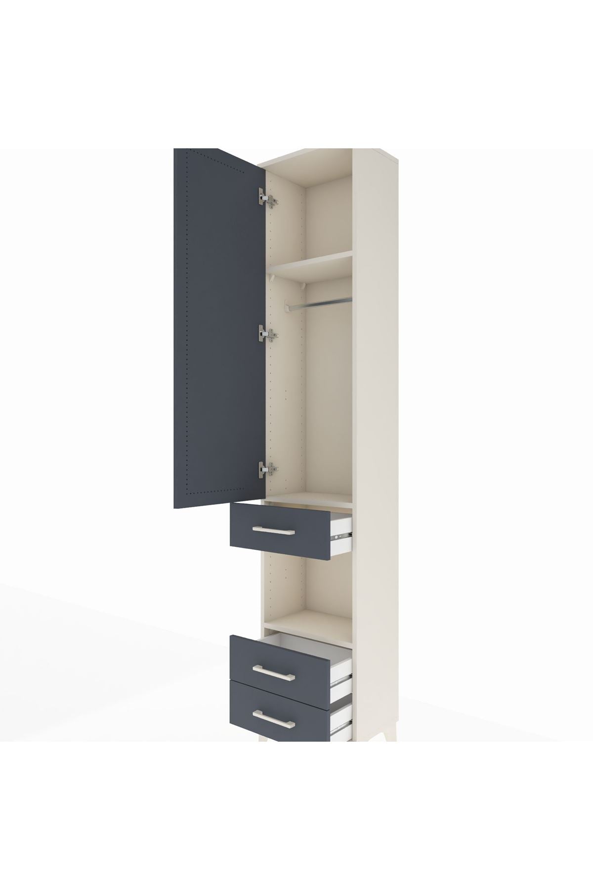 Arges Dolap 3 Raflı 3 Çekmeceli Tek Askılı 44x30x221 Aytaşı-Antrasit